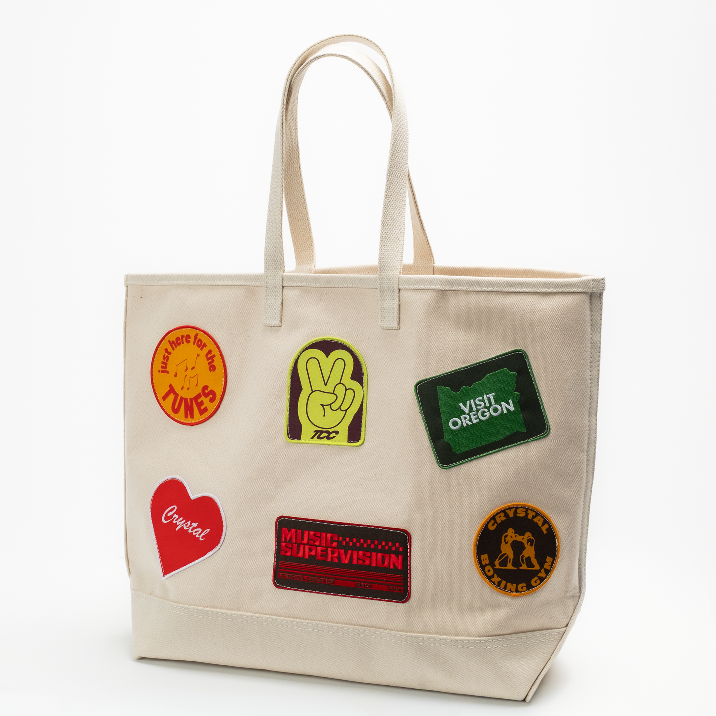 "Catch All" Natural Canvas Patchwork (XL) Travel Tote