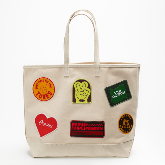 "Catch All" Natural Canvas Patchwork (XL) Travel Tote